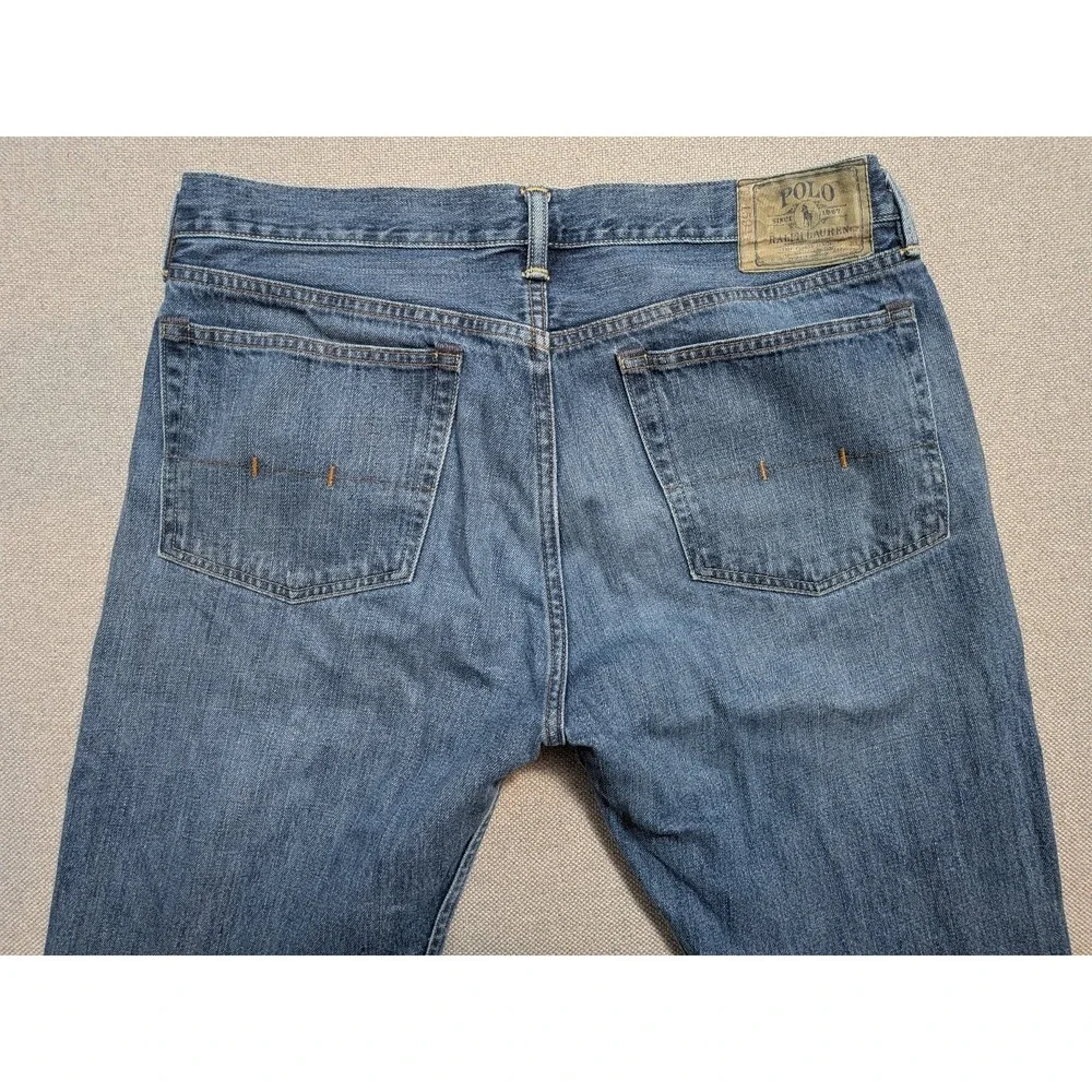 Polo Ralph Lauren Mens 36x32 Blue Straight Leg Denim Jeans Cotton Pants W36 L32